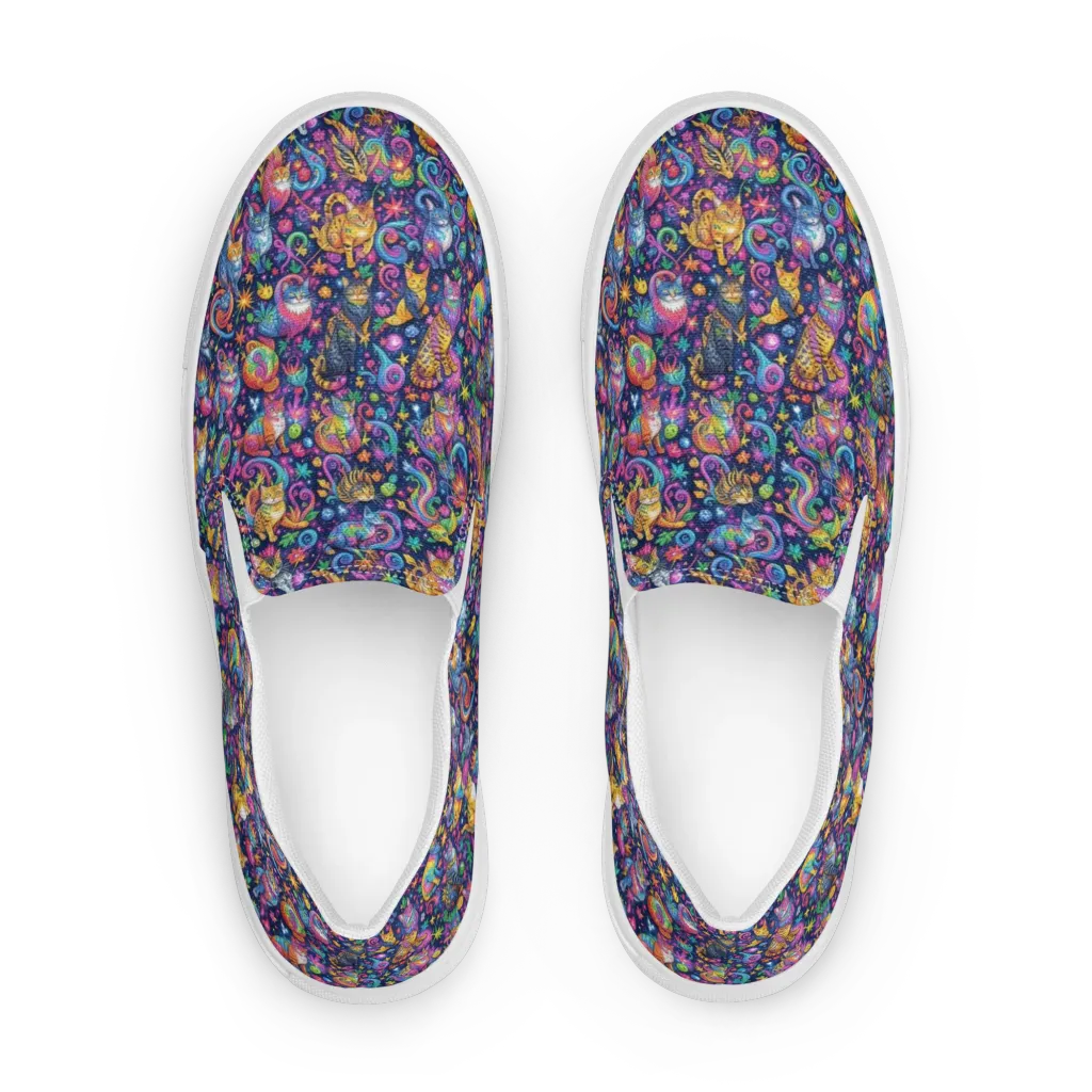 Galactic Whiskers on Women's Slip-On Canvas Shoes — Front