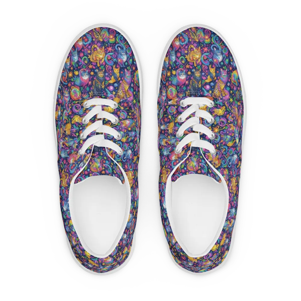 Galactic Whiskers on Men's Lace-Up Canvas Shoes — Front