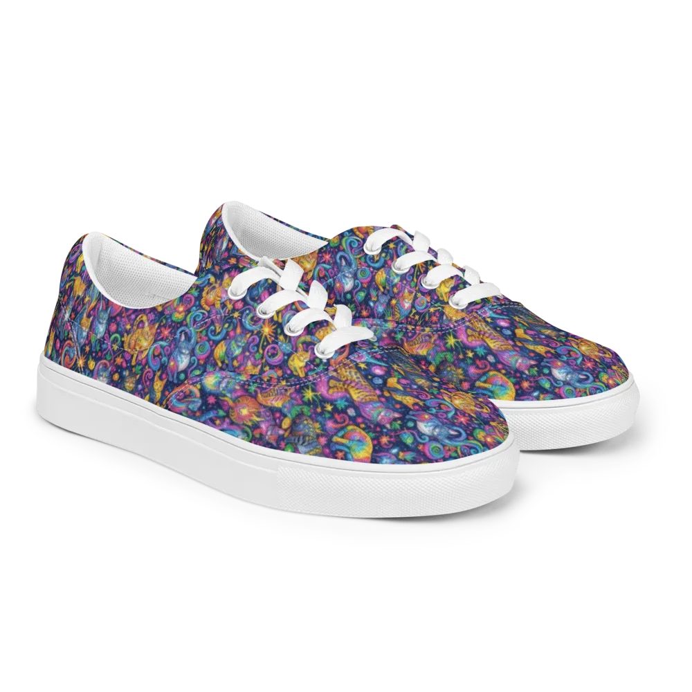 Galactic Whiskers on Men's Lace-Up Canvas Shoes — Right Front