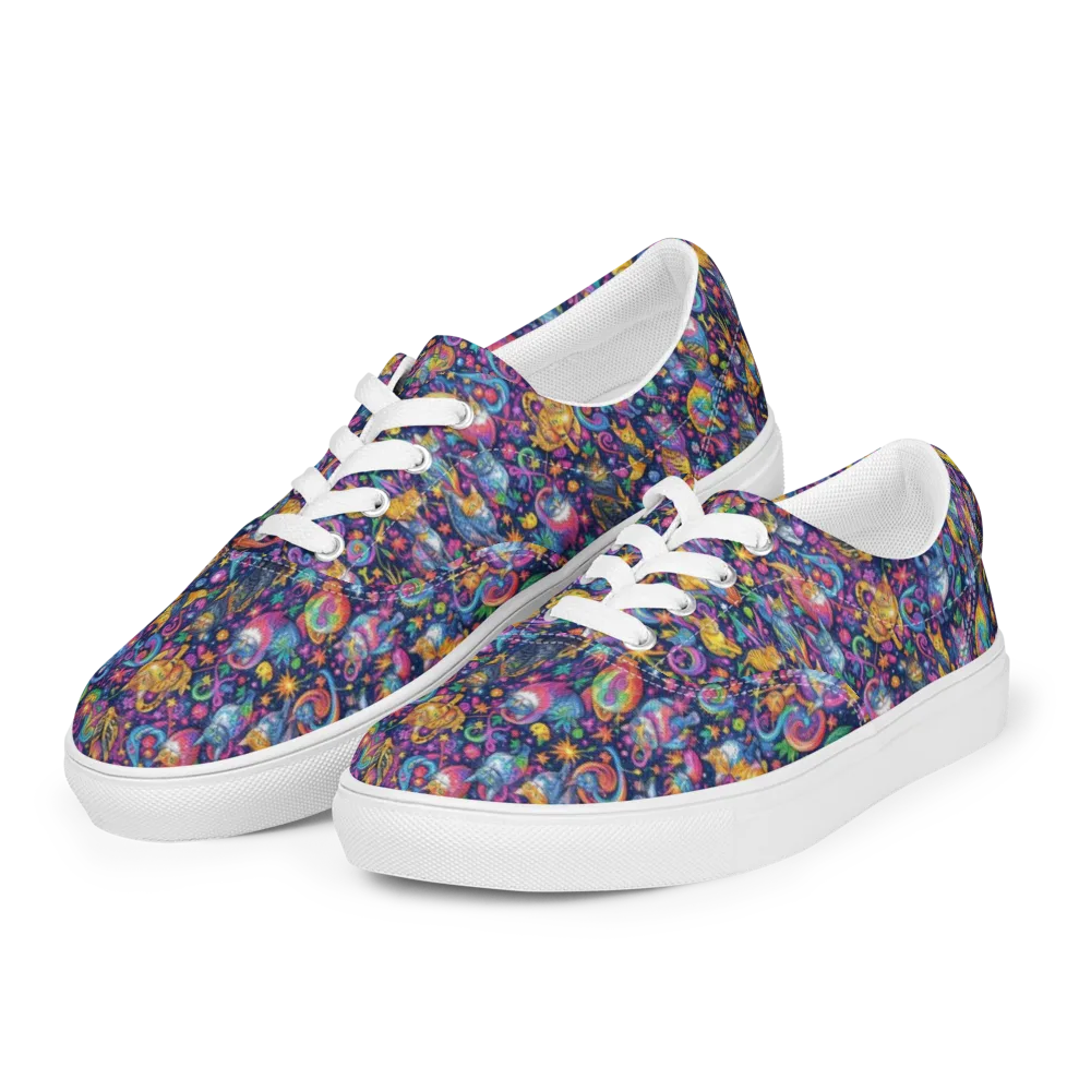 Galactic Whiskers on Men's Lace-Up Canvas Shoes — Left Front