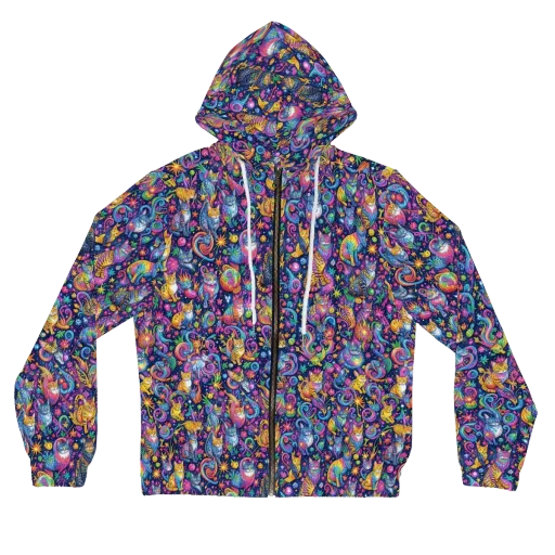 Galactic Whiskers on a Women's Full-Zip Hoodie