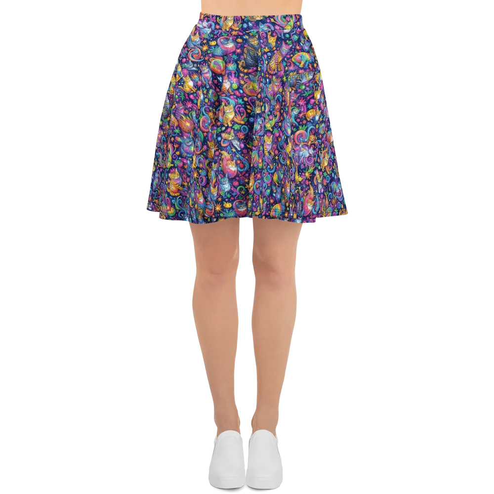 Galactic Whiskers on Skater Skirt — Front