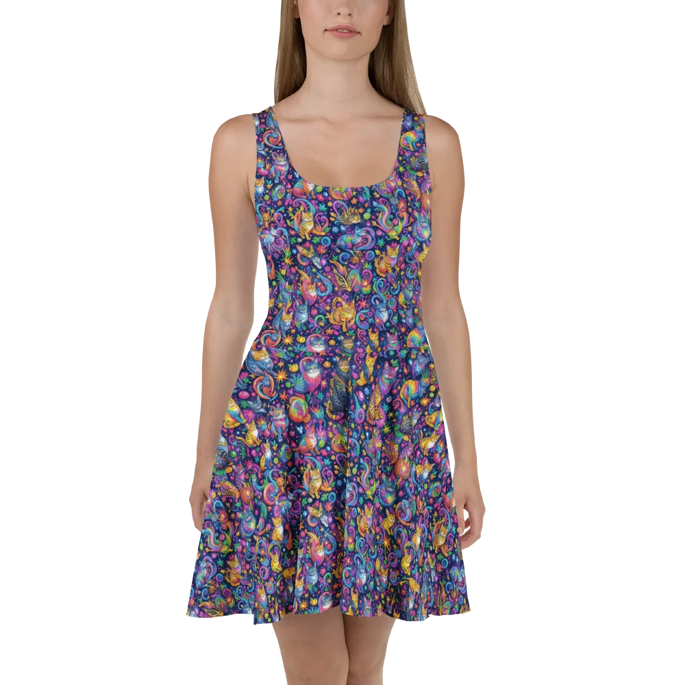 Galactic Whiskers on Skater Dress — Front