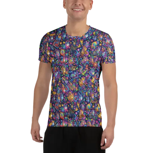 Galactic Whiskers on a Men's Athletic T-Shirt