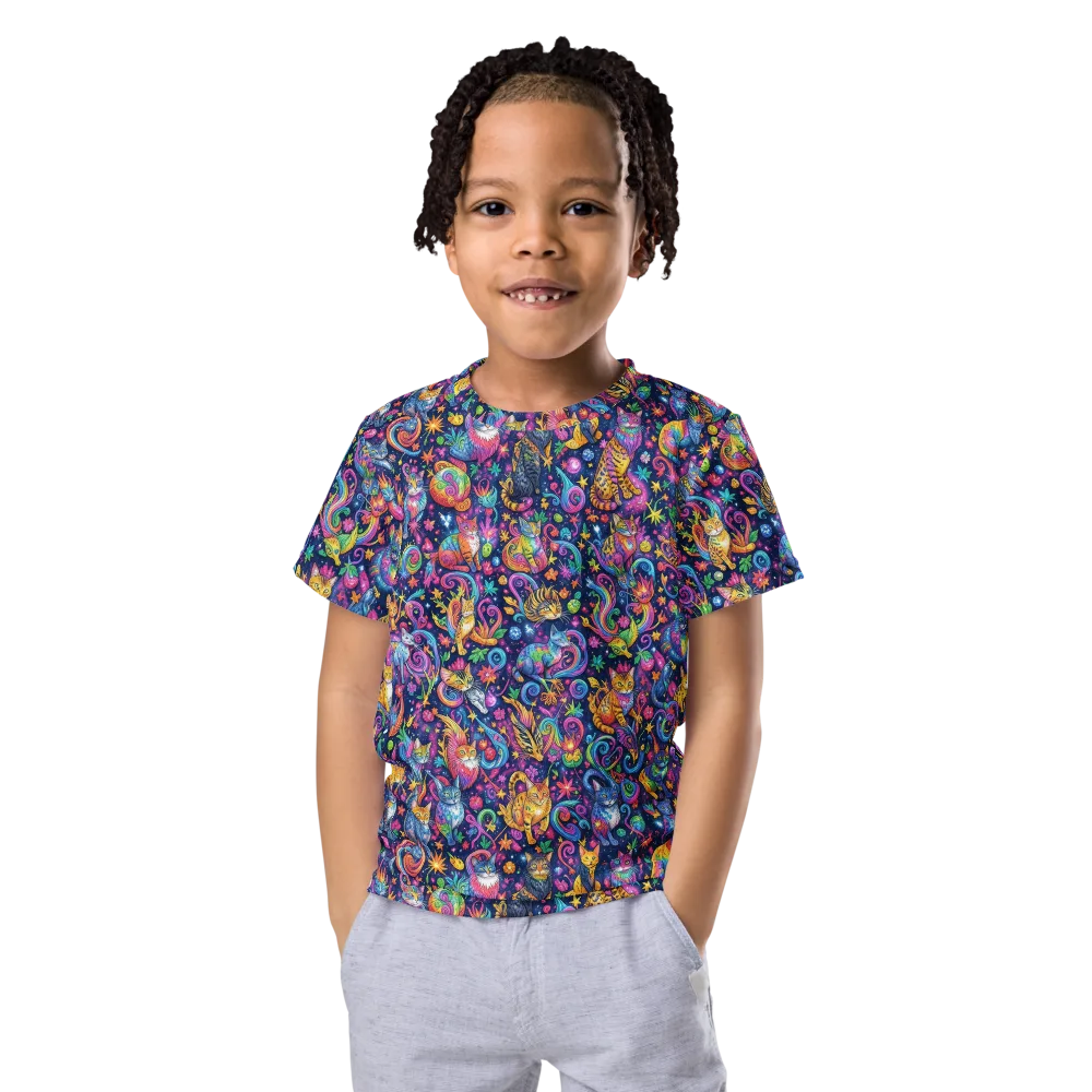 Galactic Whiskers on Kids Crew Neck T-Shirt — Front