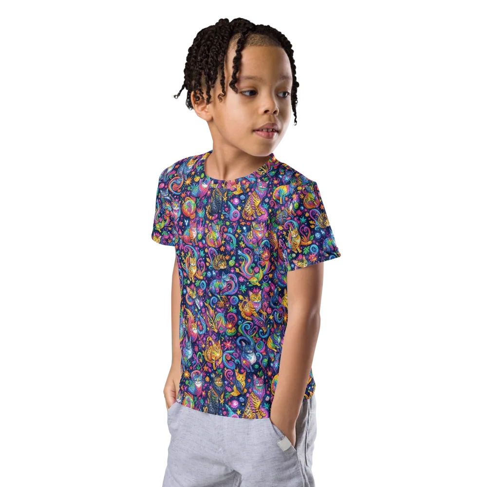 Galactic Whiskers on Kids Crew Neck T-Shirt — Left Front