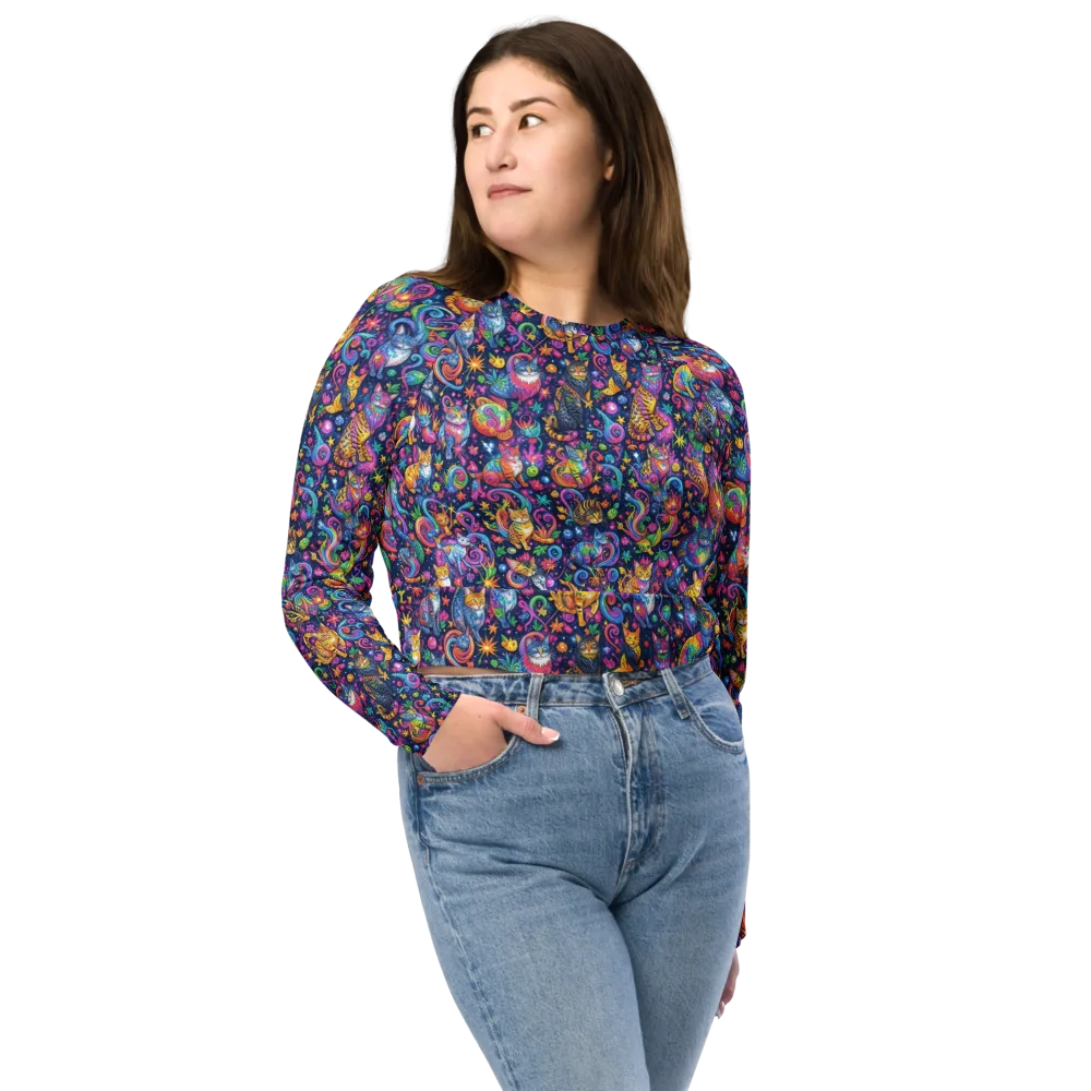 Galactic Whiskers on Long Sleeve Crop Top — Front