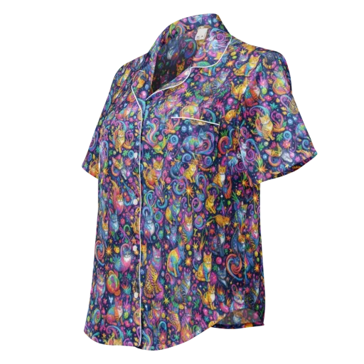 Galactic Whiskers on a Women's Short Sleeve Pajama Top