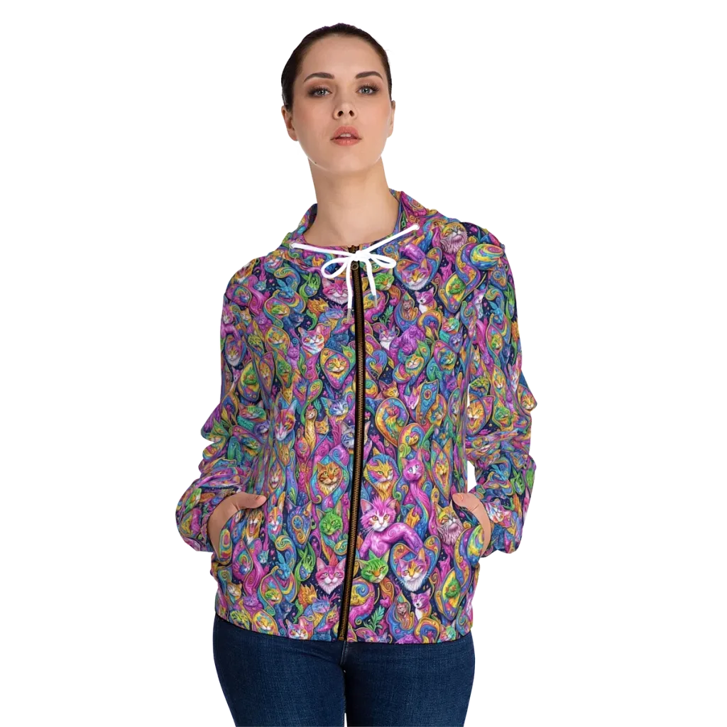 Prismatic Catacomb on Women's Full-Zip Hoodie — Front On Person