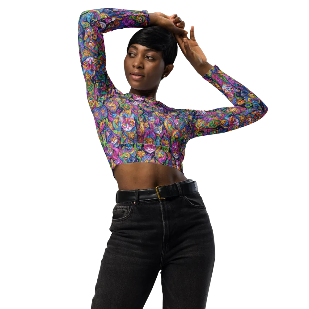 Prismatic Catacomb on Long Sleeve Crop Top — Front
