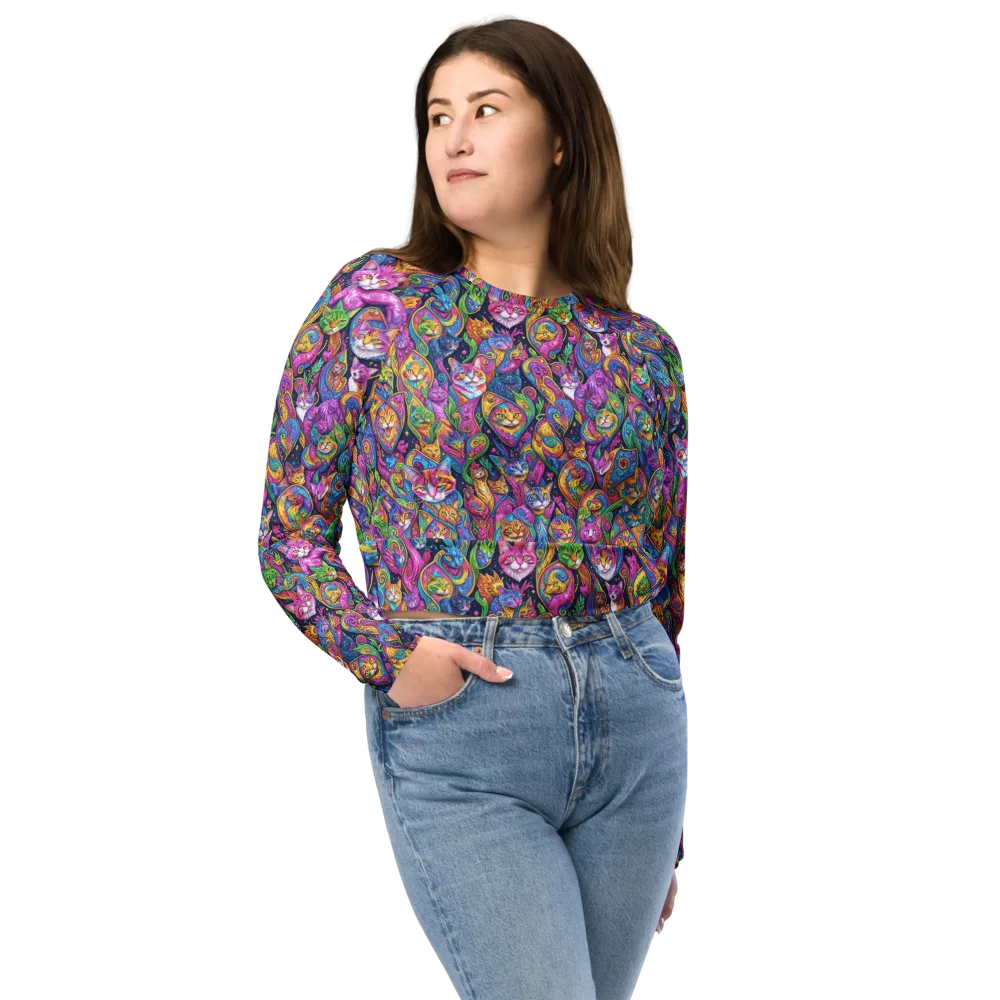 Prismatic Catacomb on Long Sleeve Crop Top — Front