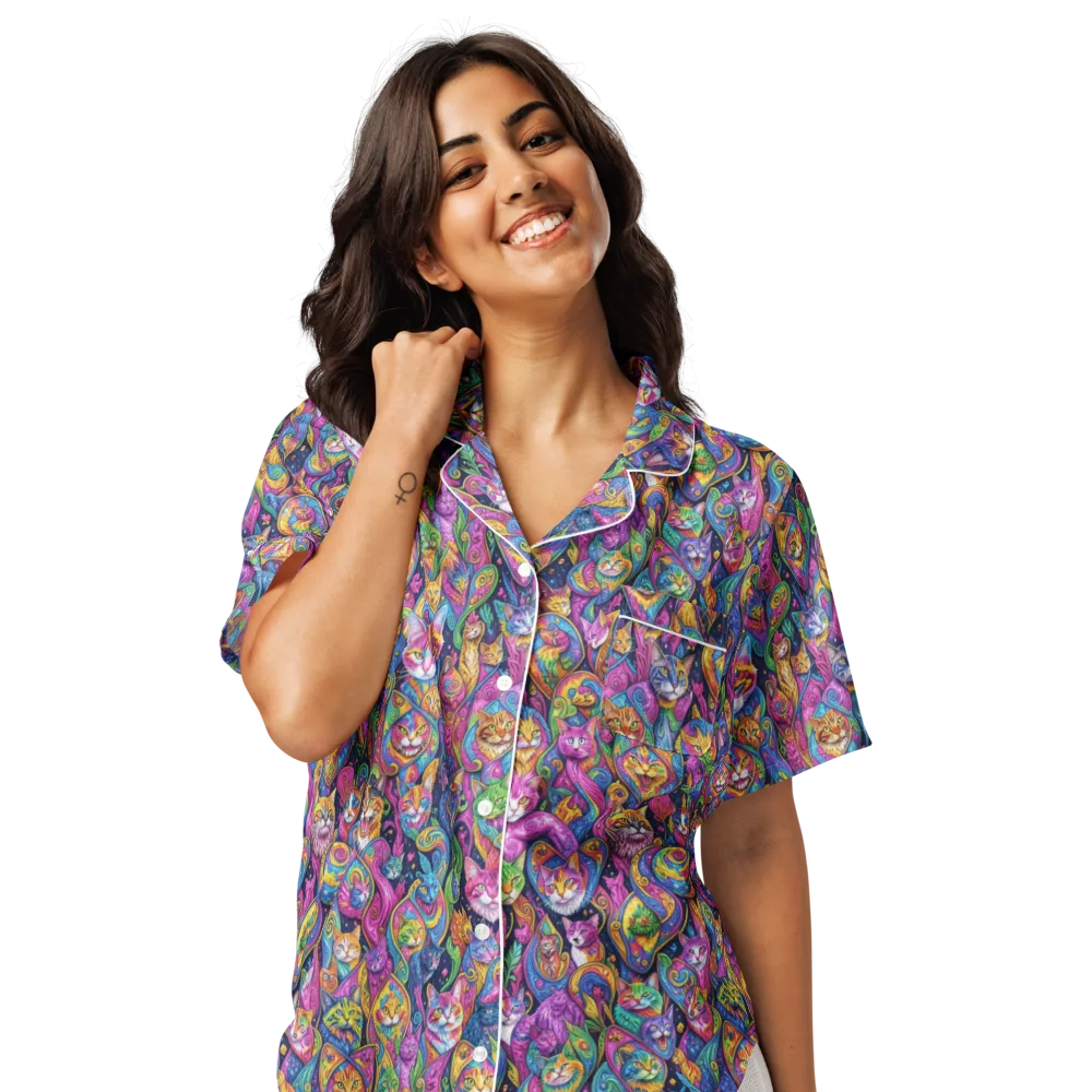 Prismatic Catacomb on Women's Short Sleeve Pajama Top — Front