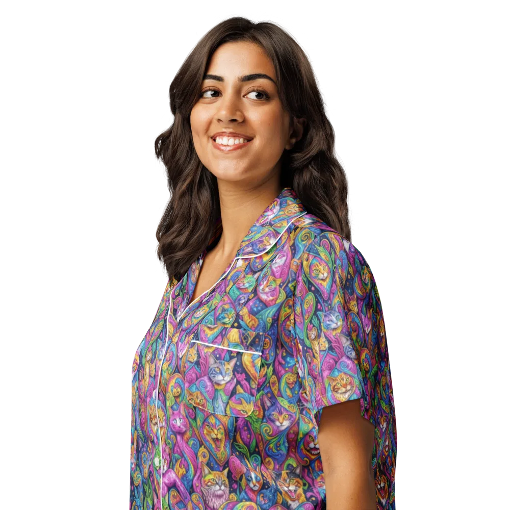Prismatic Catacomb on Women's Short Sleeve Pajama Top — Left Front
