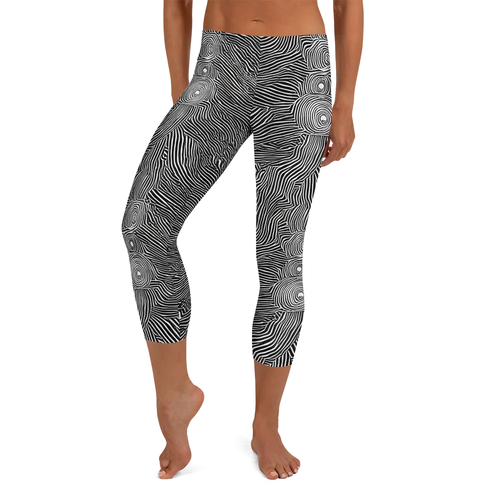 Blacktop Ripples on Capri Leggings — Front