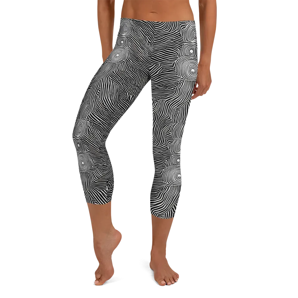 Blacktop Ripples on Capri Leggings — Front