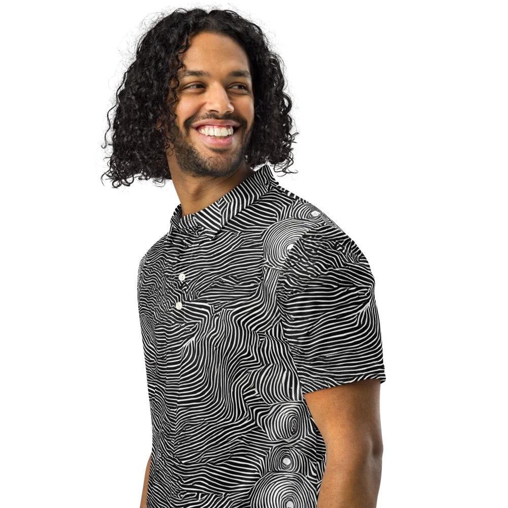 Blacktop Ripples on Men's Slim Fit Polo Shirt — Left Front