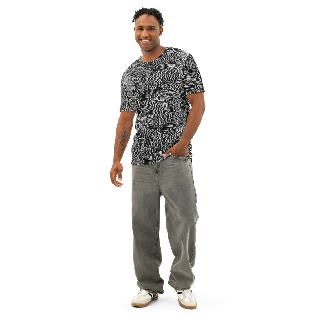 Blacktop Ripples on Men's Cotton Crew Neck T-Shirt — Front