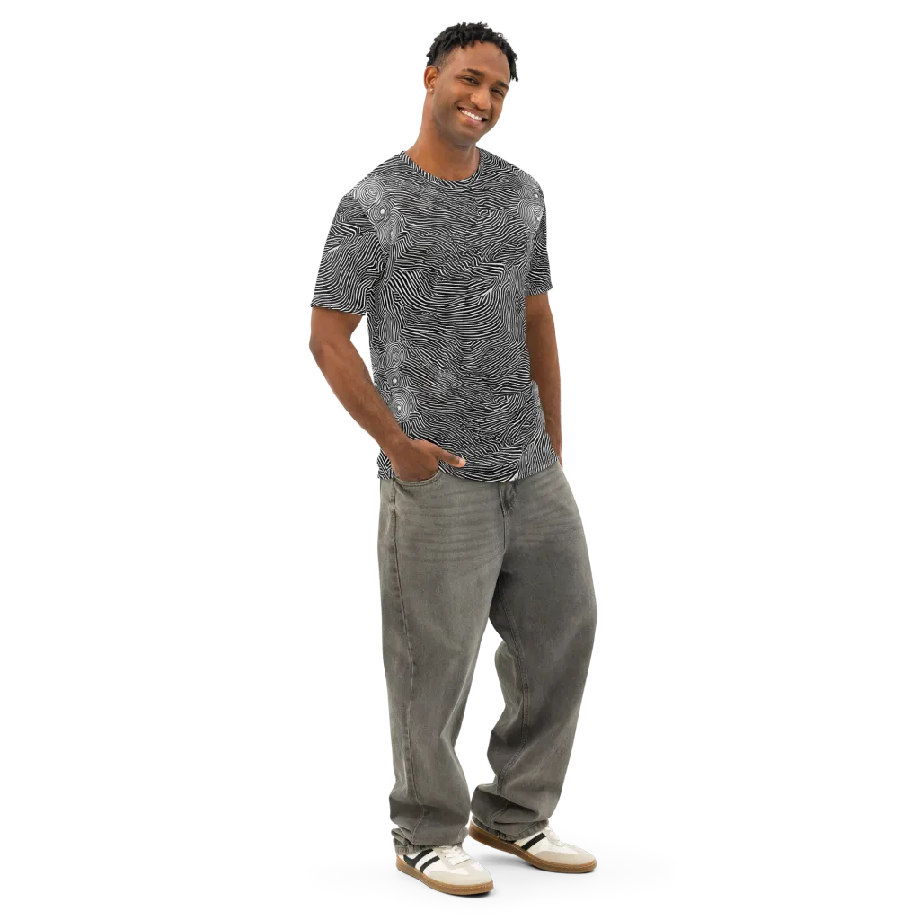 Blacktop Ripples on Men's Cotton Crew Neck T-Shirt — Right Front