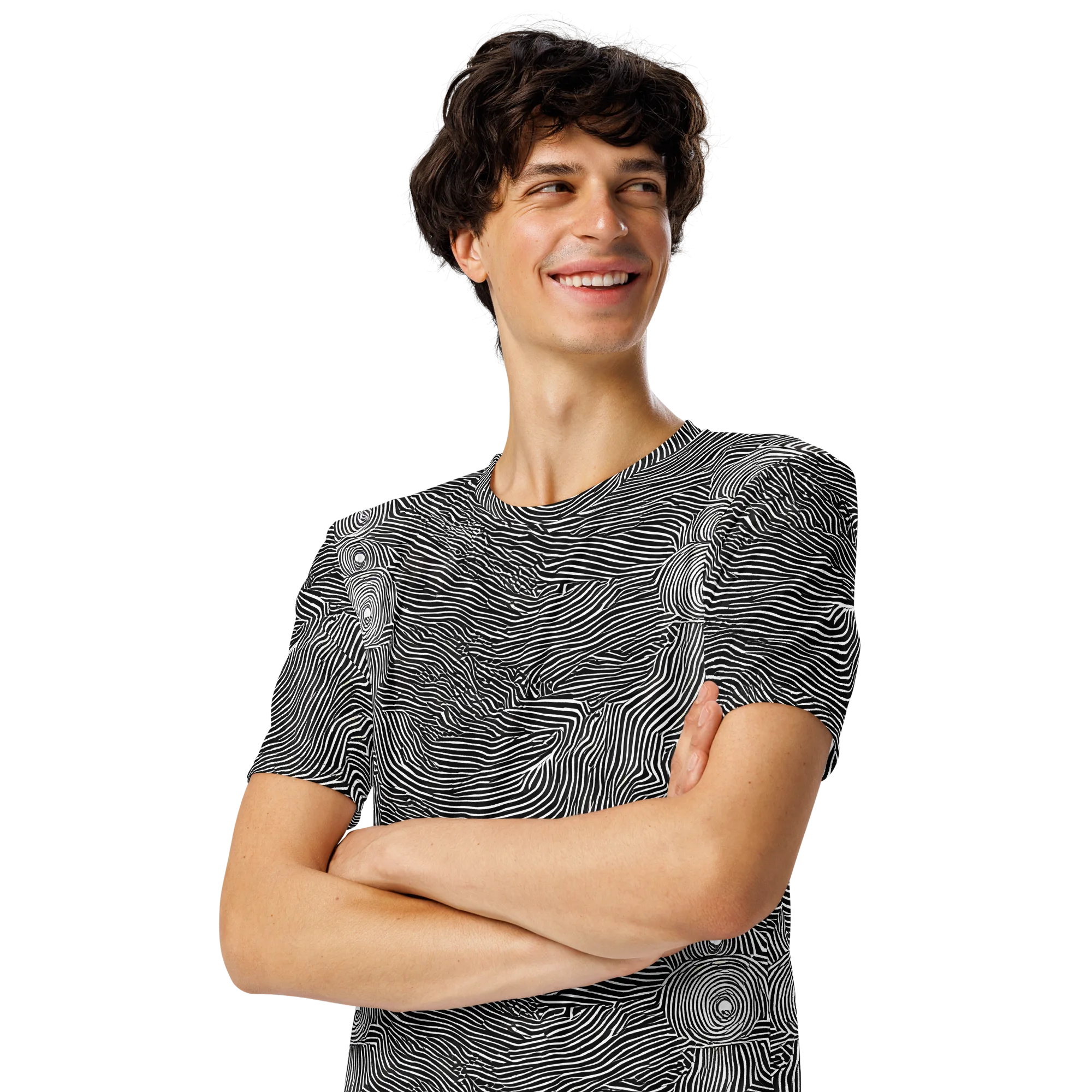 Blacktop Ripples on Men's Crew Neck T-Shirt — Left Front
