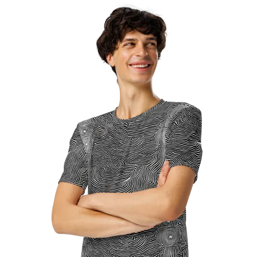 Blacktop Ripples on a Men's Crew Neck T-Shirt