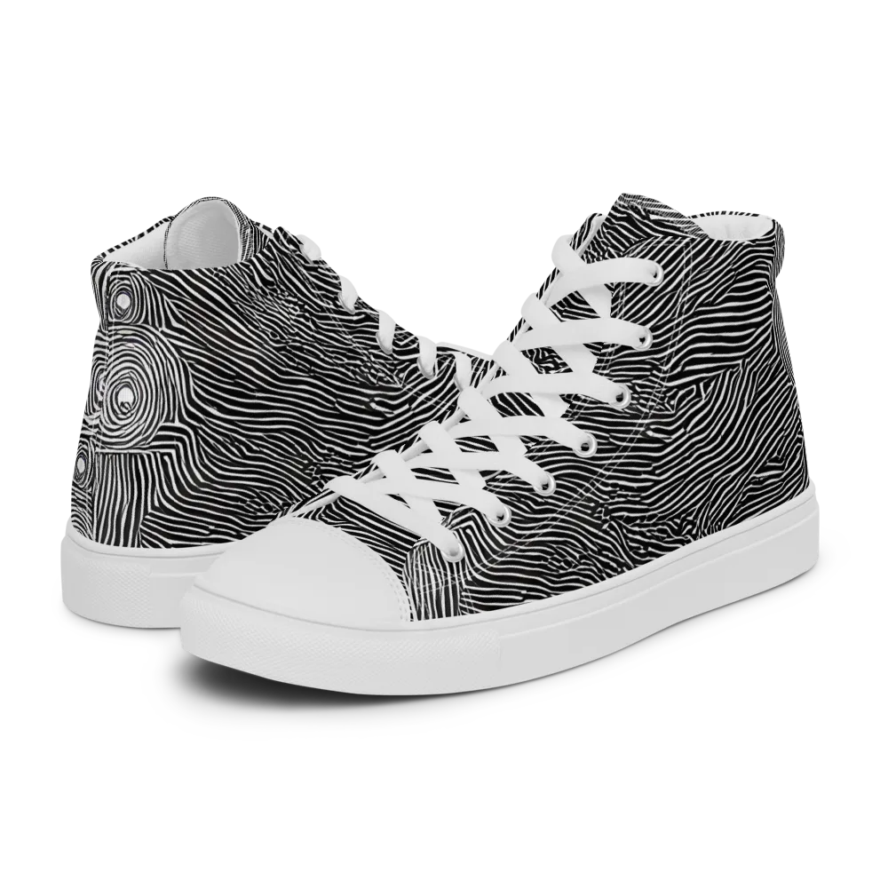 Blacktop Ripples on Men's High Top Canvas Shoes — Left