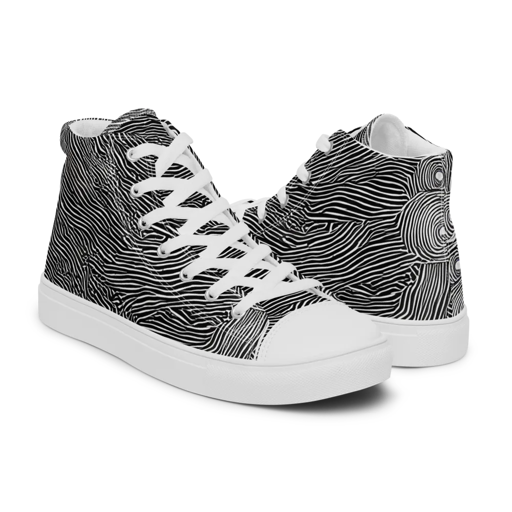 Blacktop Ripples on Men's High Top Canvas Shoes — Right