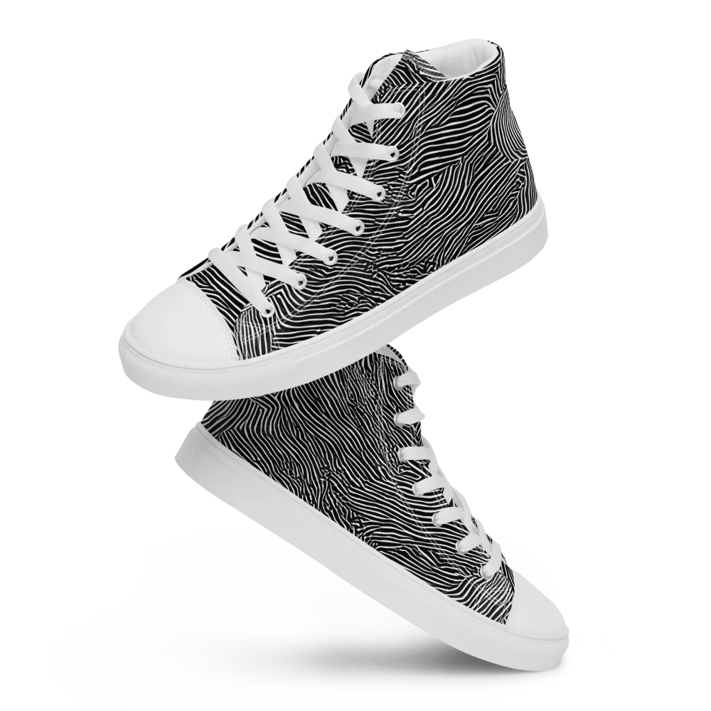 Blacktop Ripples on Men's High Top Canvas Shoes — Front