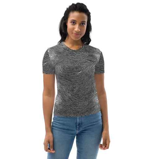 Blacktop Ripples on a Women's Crew Neck T-Shirt
