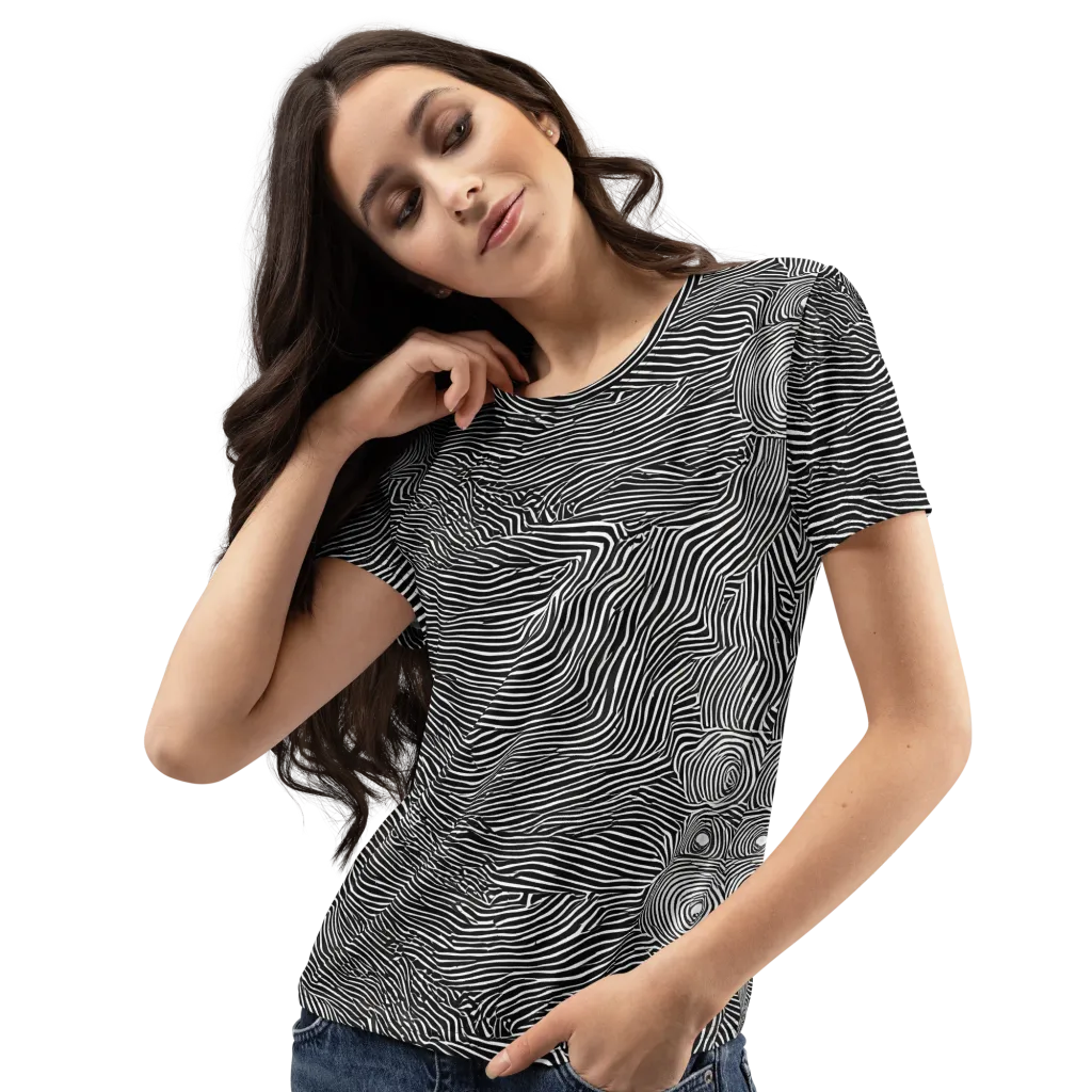 Blacktop Ripples on Women's Crew Neck T-Shirt — Left Front