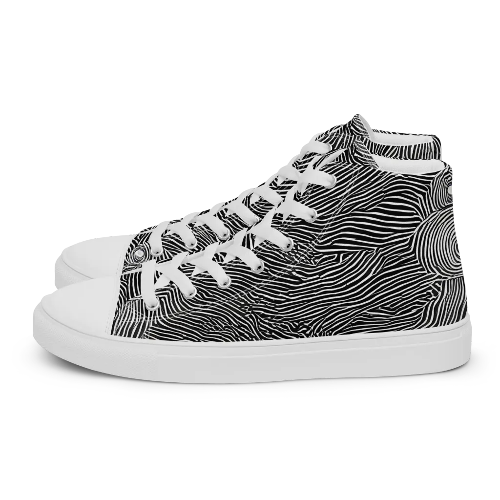 Blacktop Ripples on Women's High Top Canvas Shoes — Left