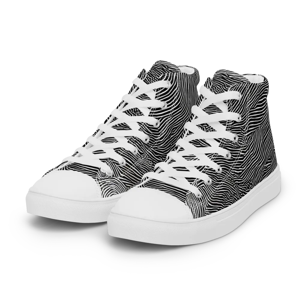 Blacktop Ripples on Women's High Top Canvas Shoes — Left Front