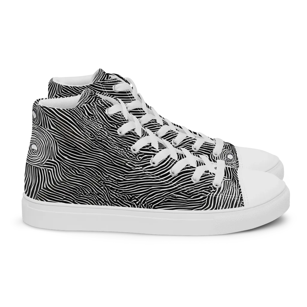 Blacktop Ripples on Women's High Top Canvas Shoes — Right
