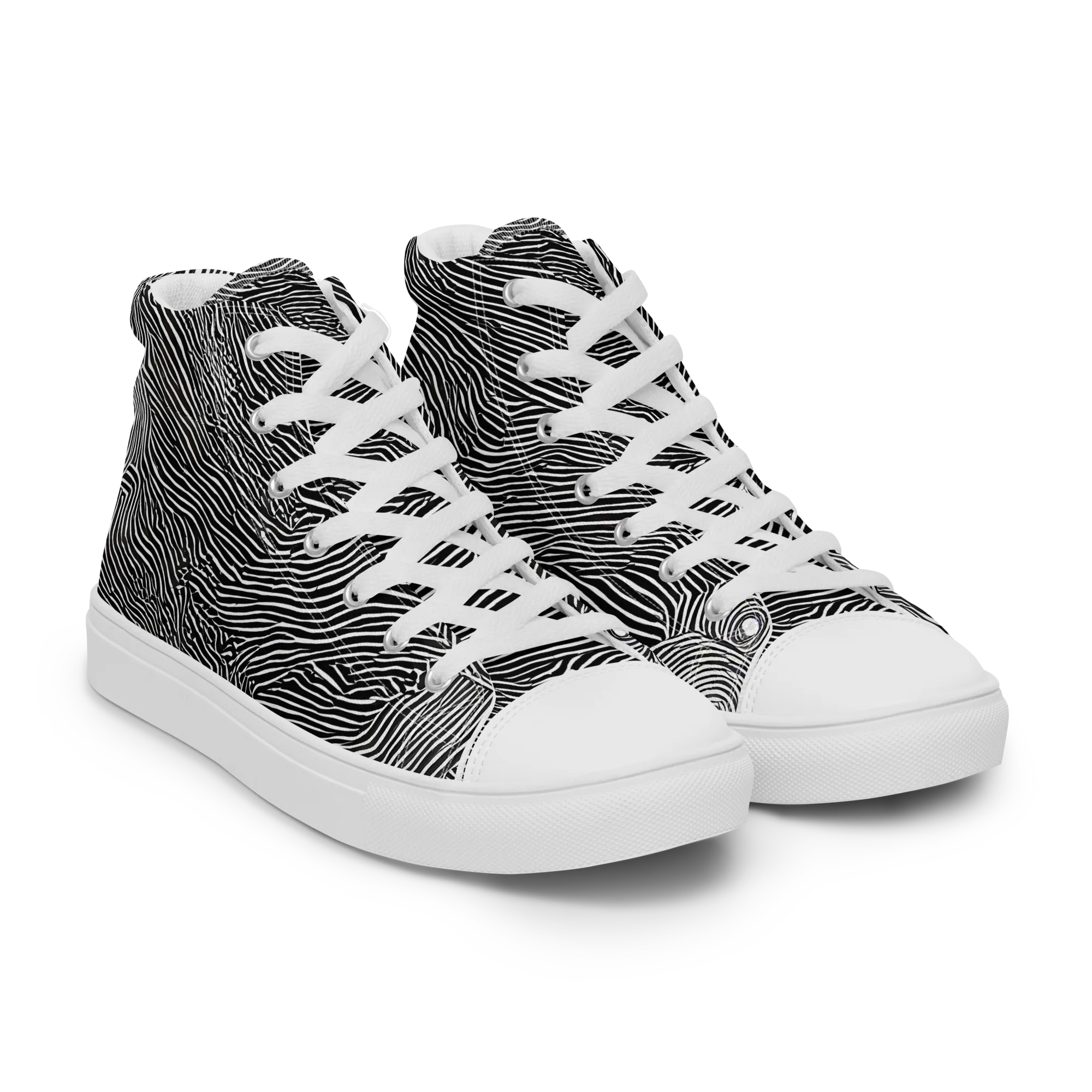 Blacktop Ripples on Women's High Top Canvas Shoes — Right Front