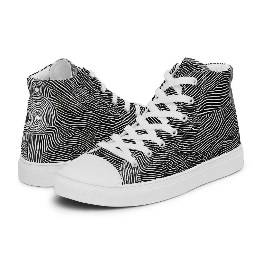 Blacktop Ripples on Women's High Top Canvas Shoes — Left