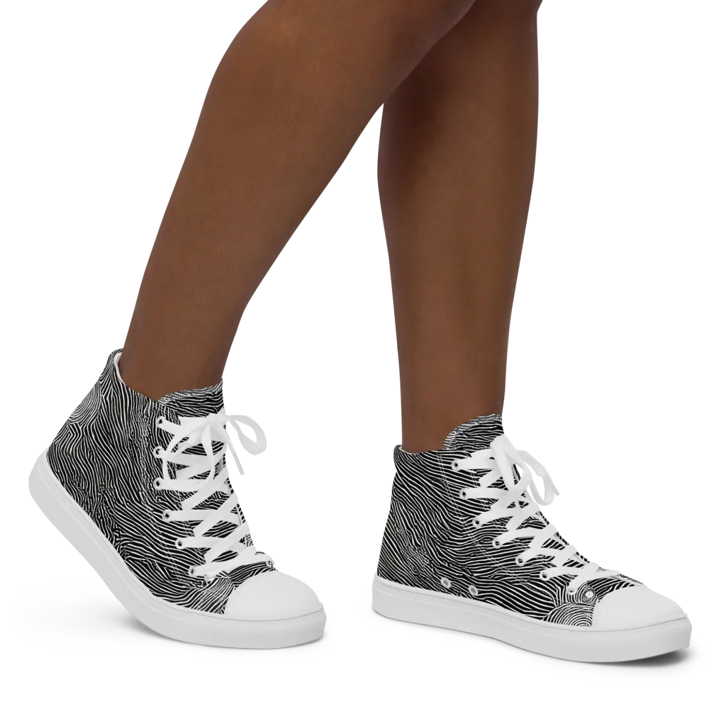 Blacktop Ripples on Women's High Top Canvas Shoes — Right