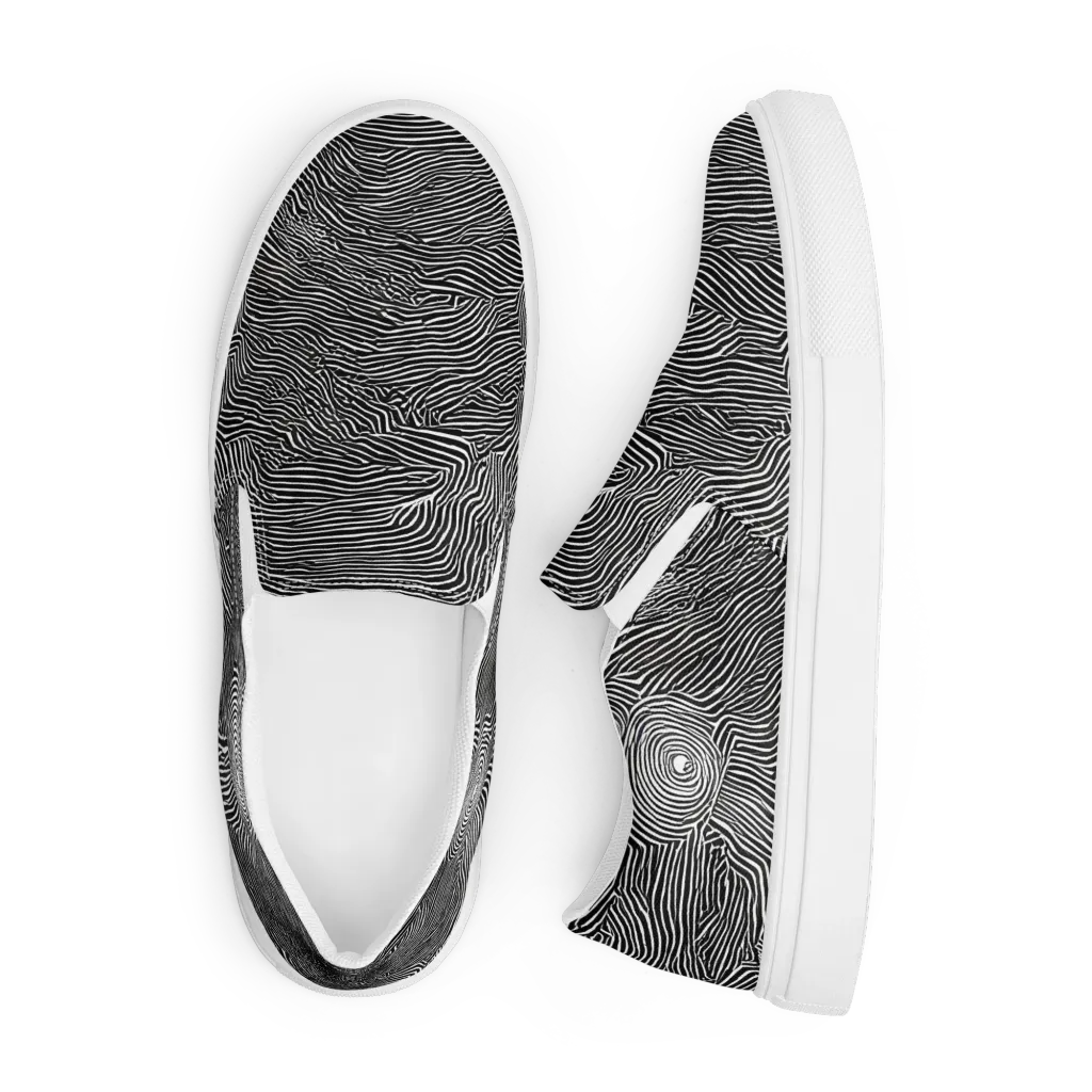 Blacktop Ripples on Men's Slip-On Canvas Shoes — Front