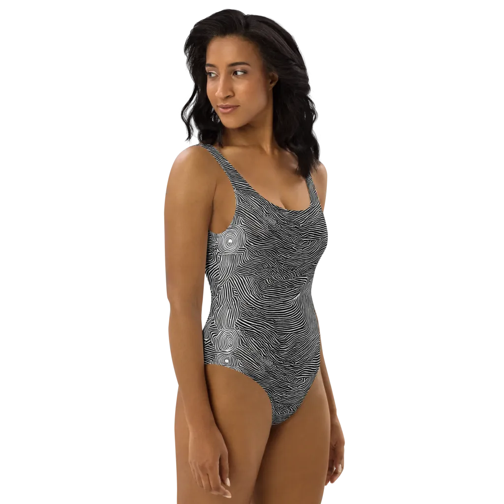 Blacktop Ripples on One-Piece Swimsuit — Right
