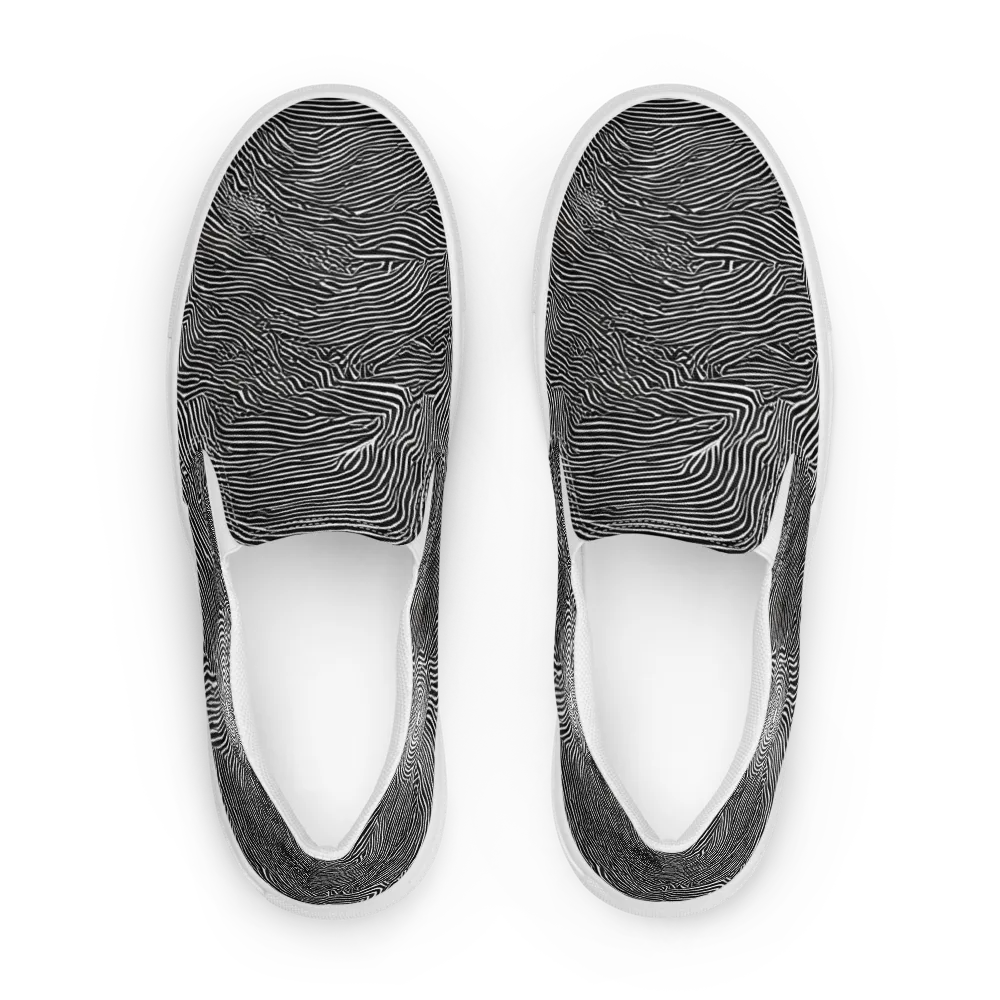 Blacktop Ripples on Women's Slip-On Canvas Shoes — Front