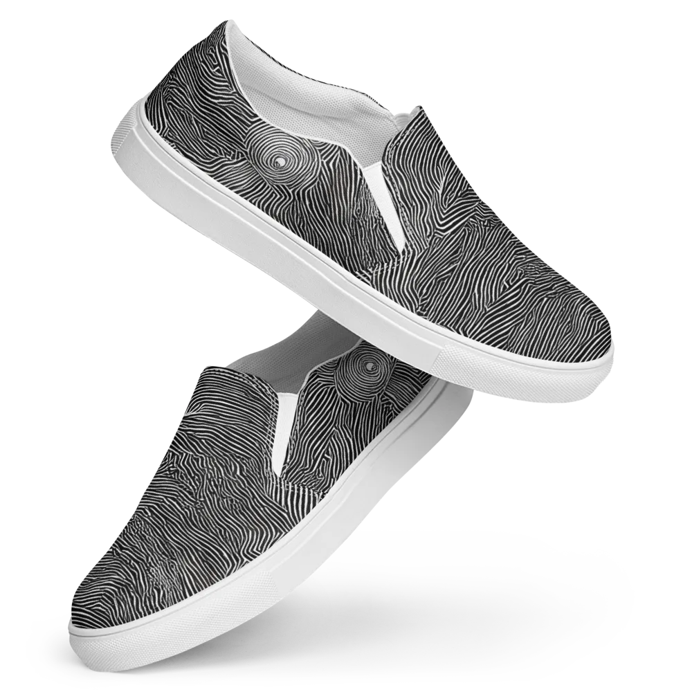 Blacktop Ripples on Women's Slip-On Canvas Shoes — Front
