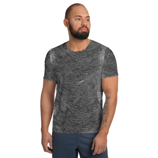 Blacktop Ripples on a Men's Athletic T-Shirt