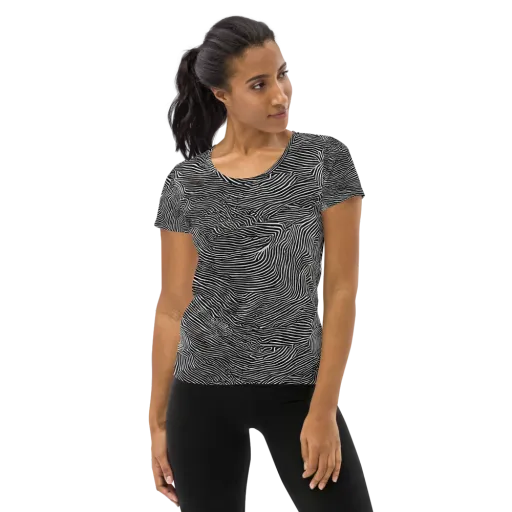 Blacktop Ripples on a Women's Athletic T-Shirt