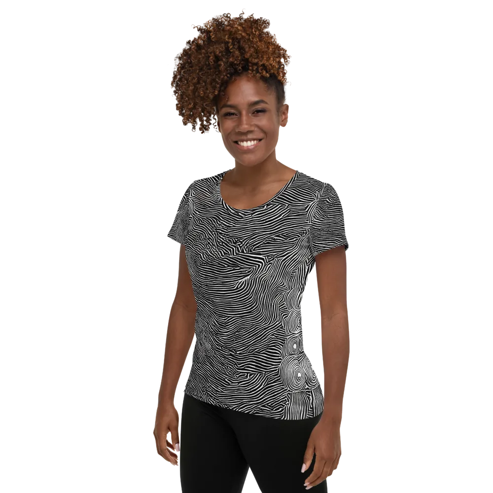 Blacktop Ripples on Women's Athletic T-Shirt — Left