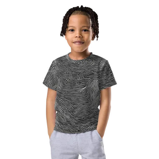 Blacktop Ripples on a Kids Crew Neck T-Shirt