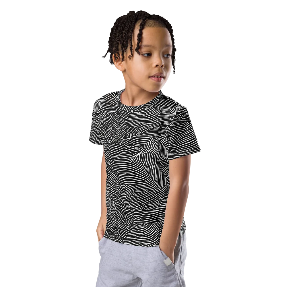 Blacktop Ripples on Kids Crew Neck T-Shirt — Left Front