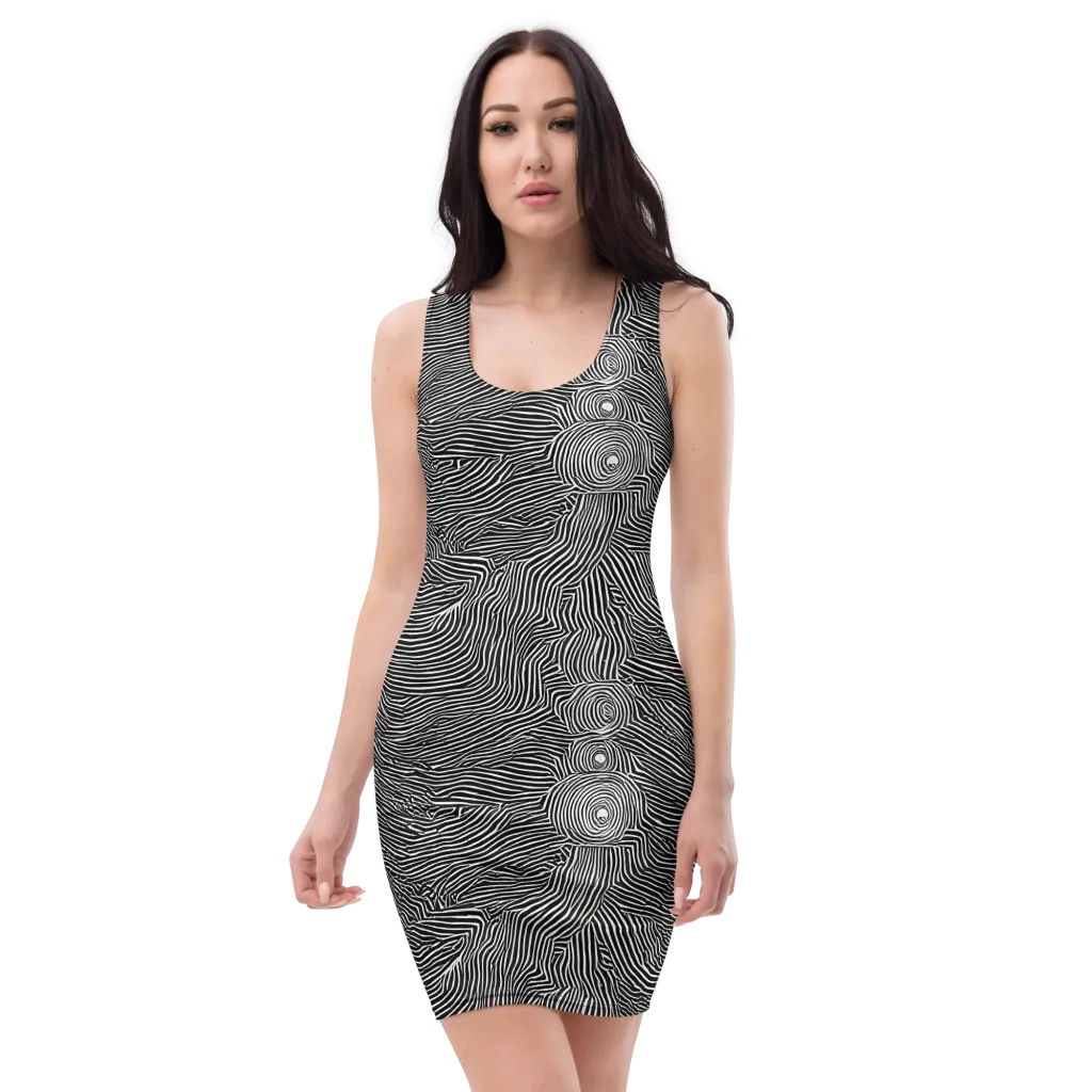 Blacktop Ripples on Bodycon Dress — Front