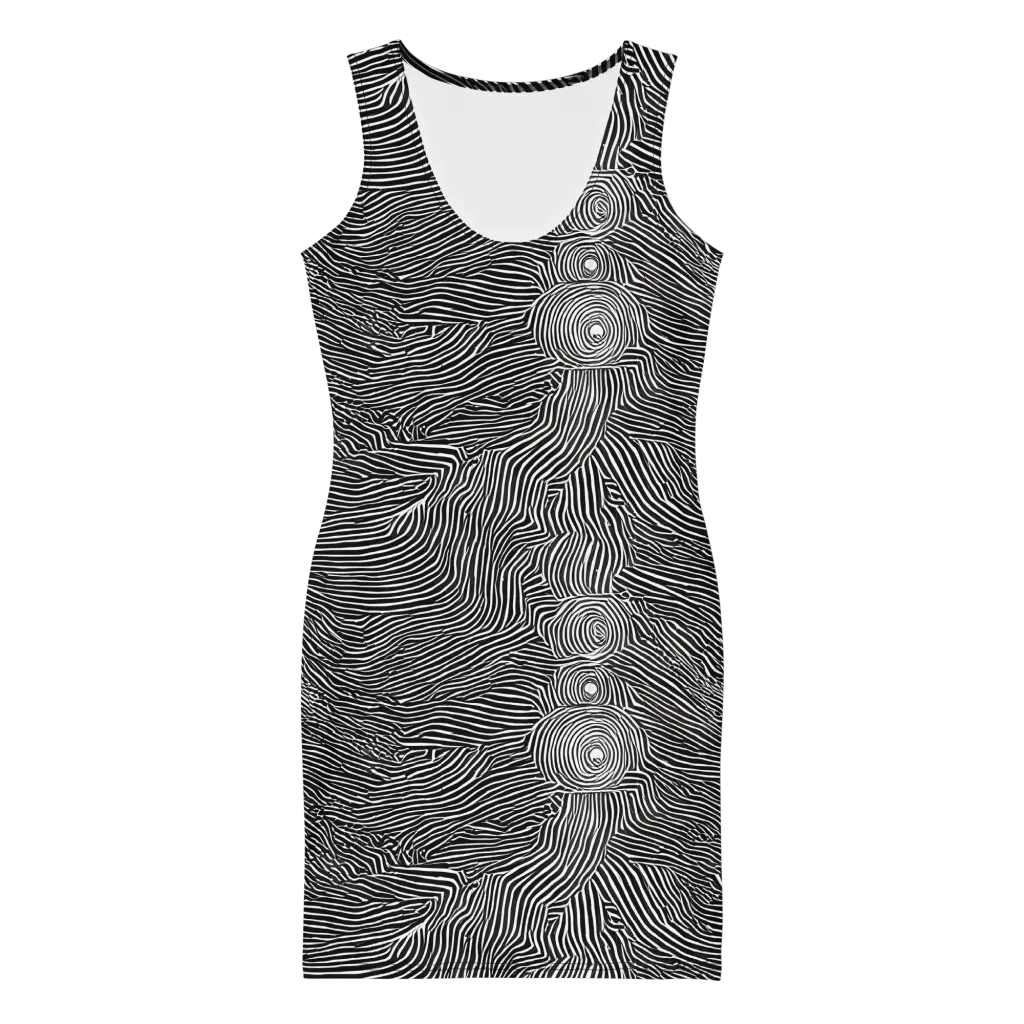 Blacktop Ripples on Bodycon Dress — Front