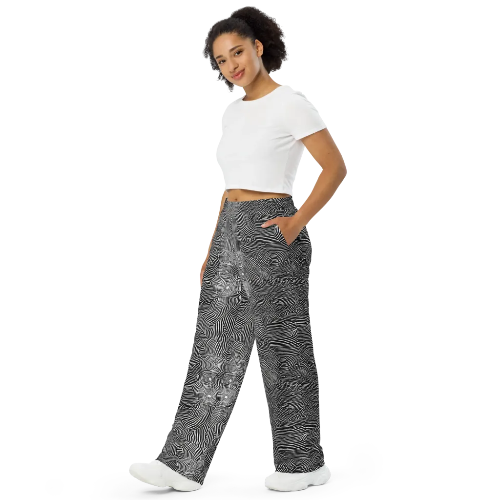 Blacktop Ripples on Wide-Leg Pants — Left Front