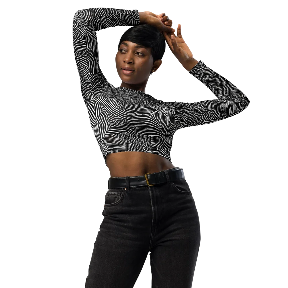 Blacktop Ripples on Long Sleeve Crop Top — Front