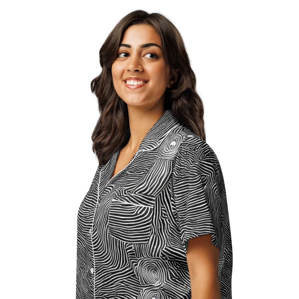 Blacktop Ripples on Women's Short Sleeve Pajama Top — Left Front