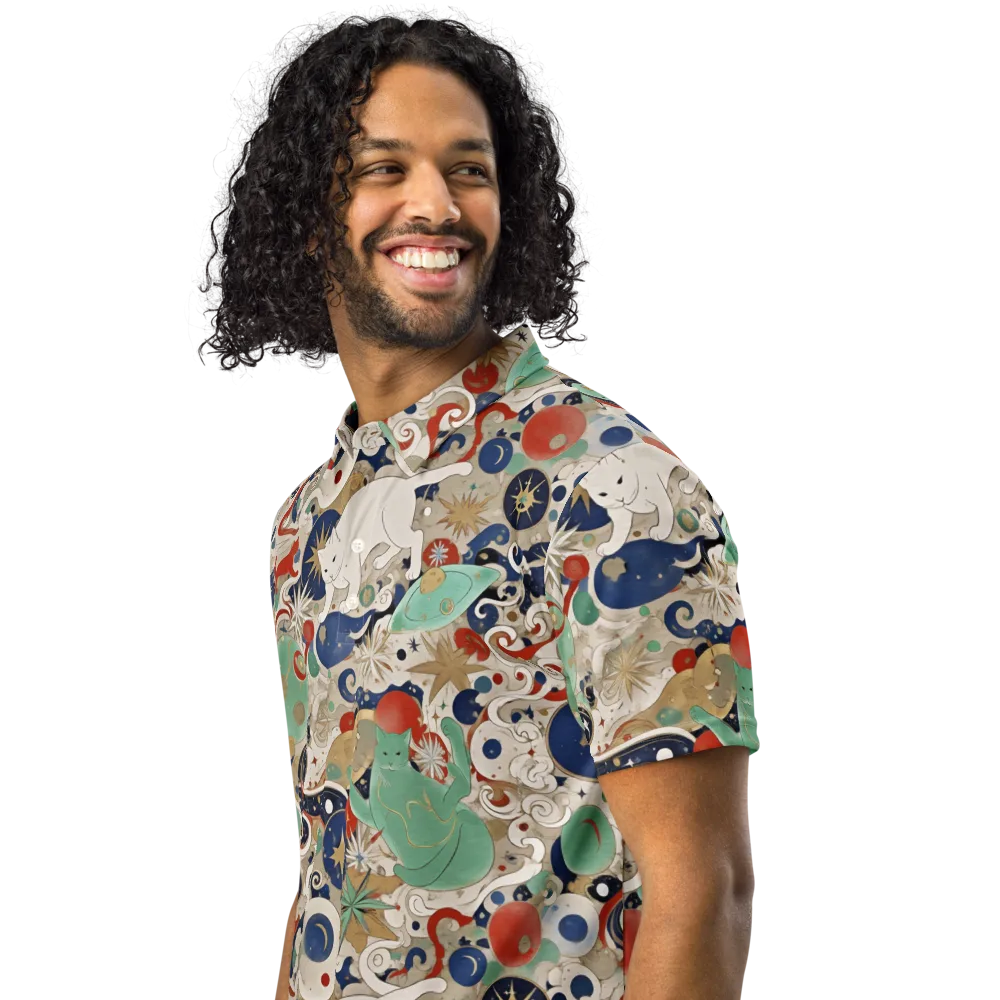 Astral Whiskers on Men's Slim Fit Polo Shirt — Left Front